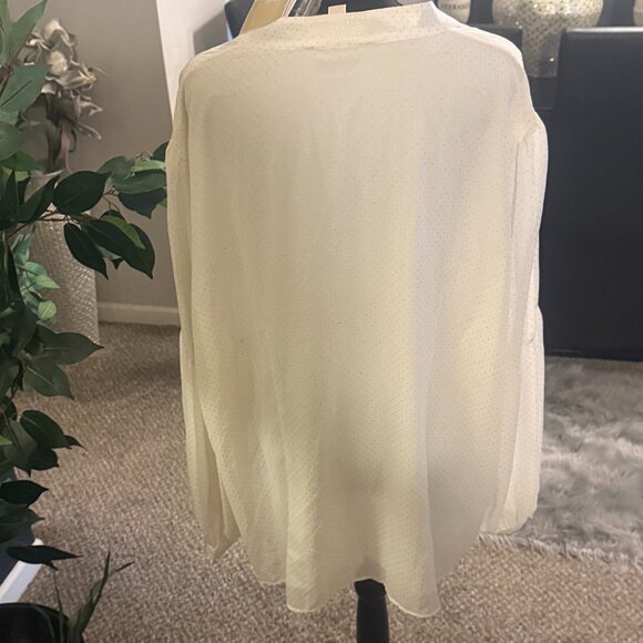 MICHAEL Michael Kors White and Gold Sheer Blouse - Picture 4 of 6